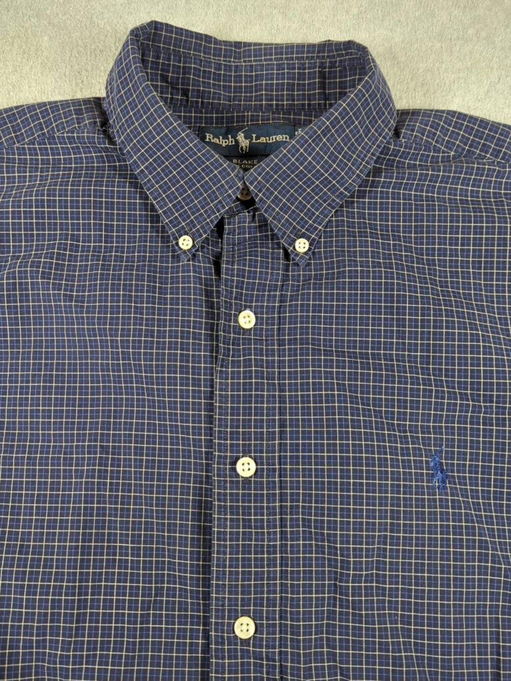 Ralph Lauren Blake Shirt Men's XL Blue Short Sleeve Plaid Button Down